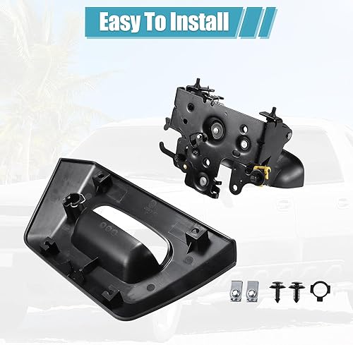 Miniatura 6 de uxcell 1 juego de manija de puerta trasera y bisel para Chevy Avalanche 1500 2500 Pickup Trunk 2002-2006 negro