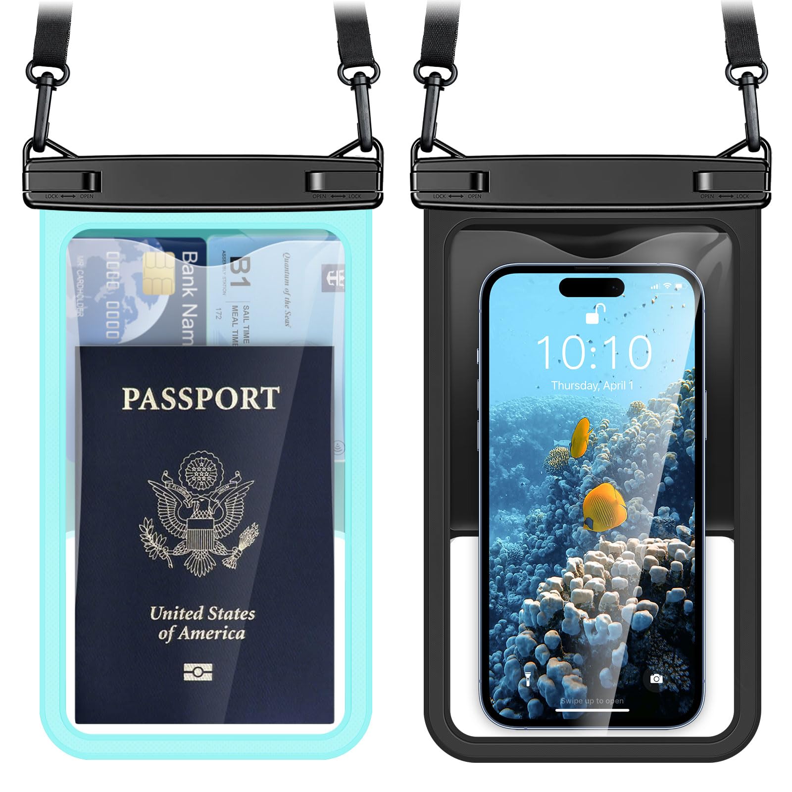 PEORSEFI [Up to 8.5" Waterproof Phone Pouch - 2 Pack Waterproof Phone Case for iPhone 16 15 14 Pro Max Galaxy S25 S24 Ultra, IPX8 Dry Bag with