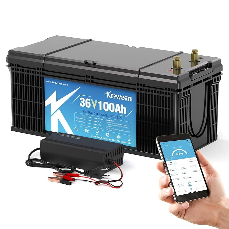 Amazon | KEPWORTH 36V 100Ah リン酸鉄リチウムイオンバッテリー