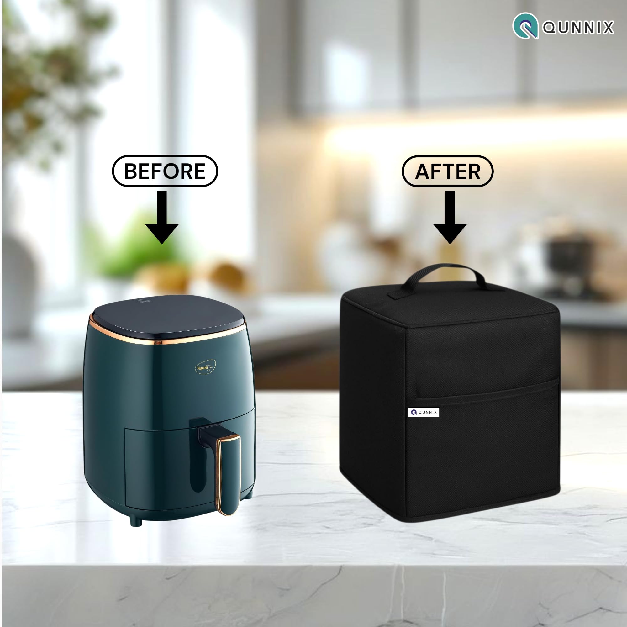Dustproof & Waterproof Washable Air Fryer Cover for Pigeon 4.2 Liter | Kitchen Appliance Protector with Handle & Pocket | For Everyday Use Man & Woman | Perfect Fit (24x31x31) – Black — Amazon image 7