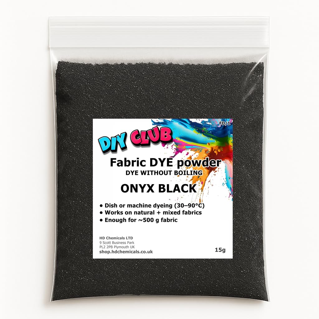Fabric Dye Powder Multicolor Shades for Cotton, Polyester, Wool & More | Non-Toxic Textile Dye, Clothes, Jeans DIY Crafts, Fabric Restoration (Onyx Black)