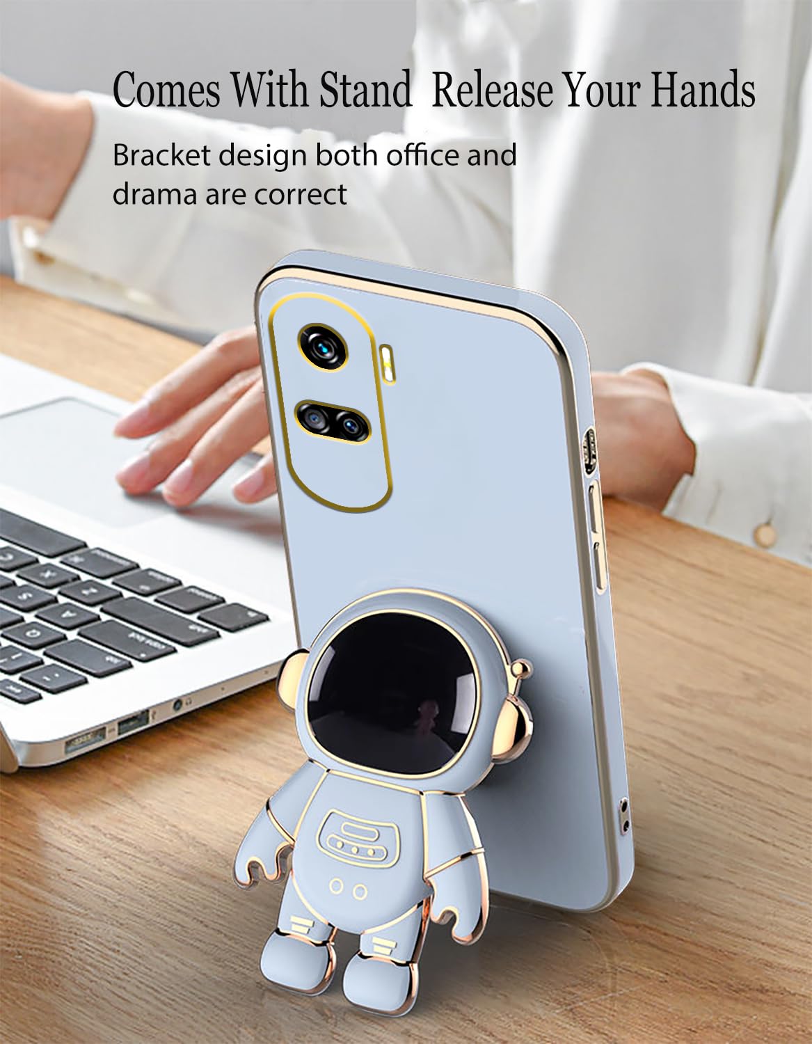 Wousunly Cover Honor 90 Lite Con Supporto Astronauta 3D: Custodia TPU Antiurto Blu, Sottile