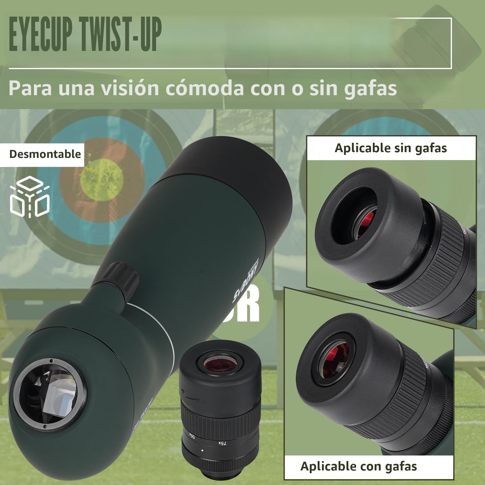 Svbony SV28PLUS Telescopio 25-75x70mm BAK4 FMC Rojo Vino con Adaptador de Teléfono