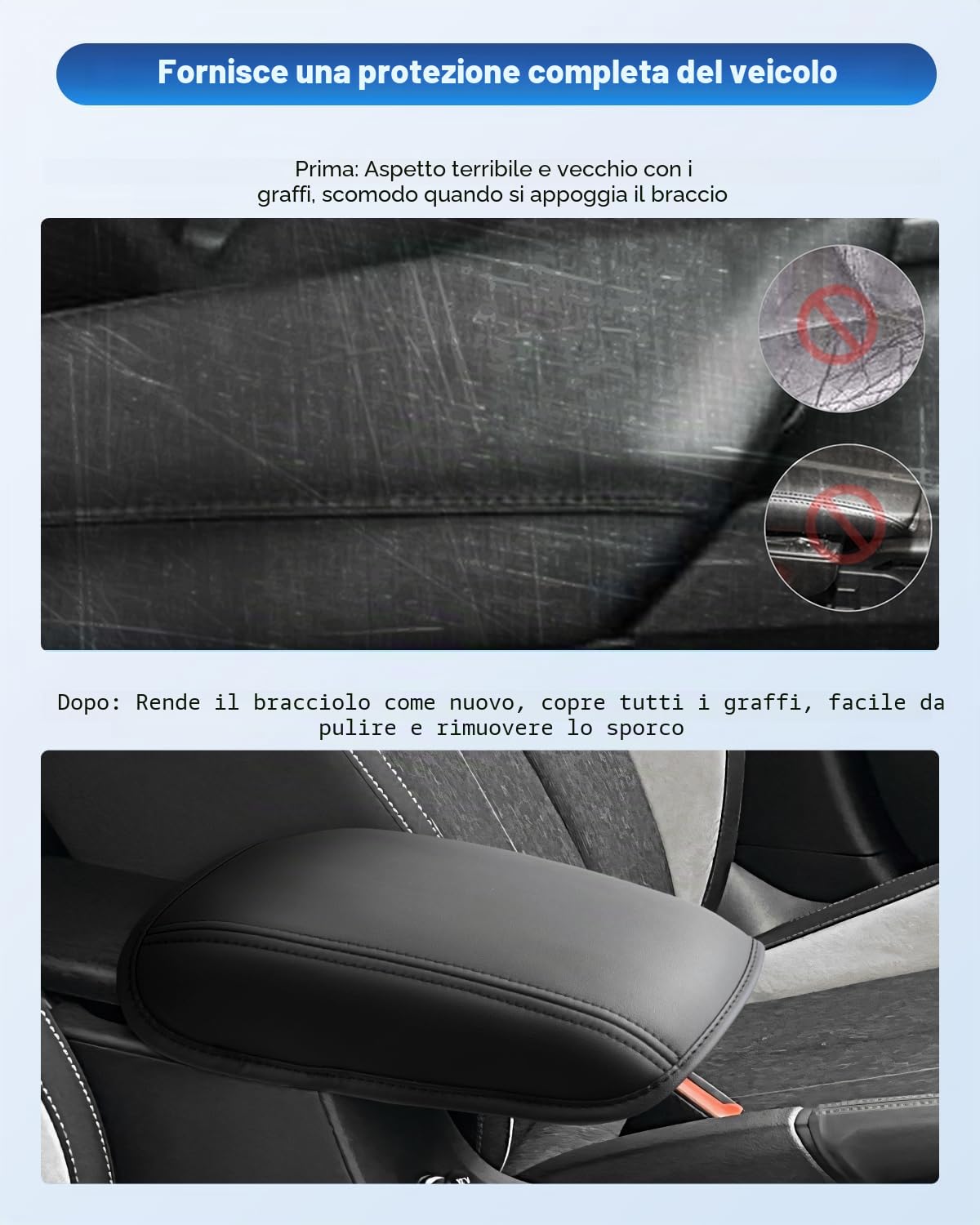 CDEFG Compatibile con Skoda Kamiq 2019-2024 2025 Copertura per Bracciolo Coperchio di Protezione della Scatola Console Centrale Guscio bracciolo della Antigraffio Kamiq 2025 Accessori (Nero)