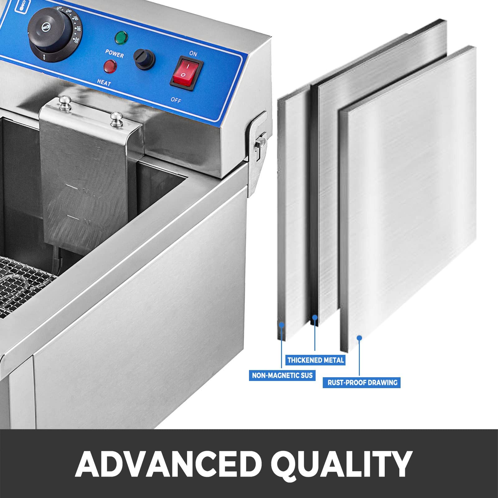 Friggitrice elettrica professionale fritte 6000 W 20 L doppio serbatoio + 2 rubinetti, in acciaio inox, per uso commerciale ristoranti supermercati fast foods snack bar