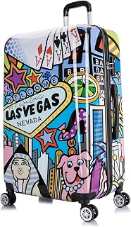 Las Vegas Print Luggage with Spinner Wheels | Durable Lightweight Hardside Suitcase | Travel Bag with Handle and Trolley | 28-Inch Large Checked luggage
