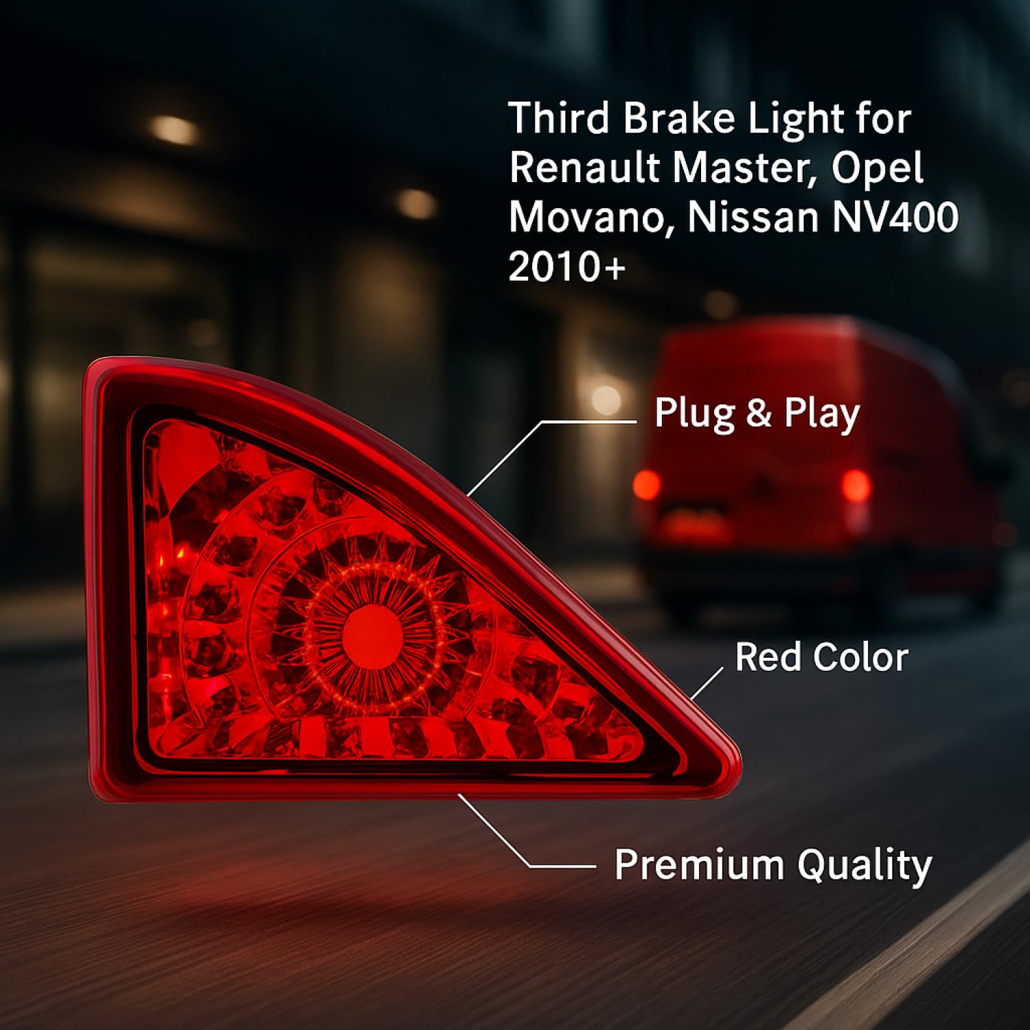 Generico Terza Luce di Freno Stop Luce Freni Centrale posteriore Fanale Posteriore Rosso Compatibile con Opel Movano Vauxhall Movano Nissan NV400 Interstar Renault Master III 3 (2010+) 265900021R