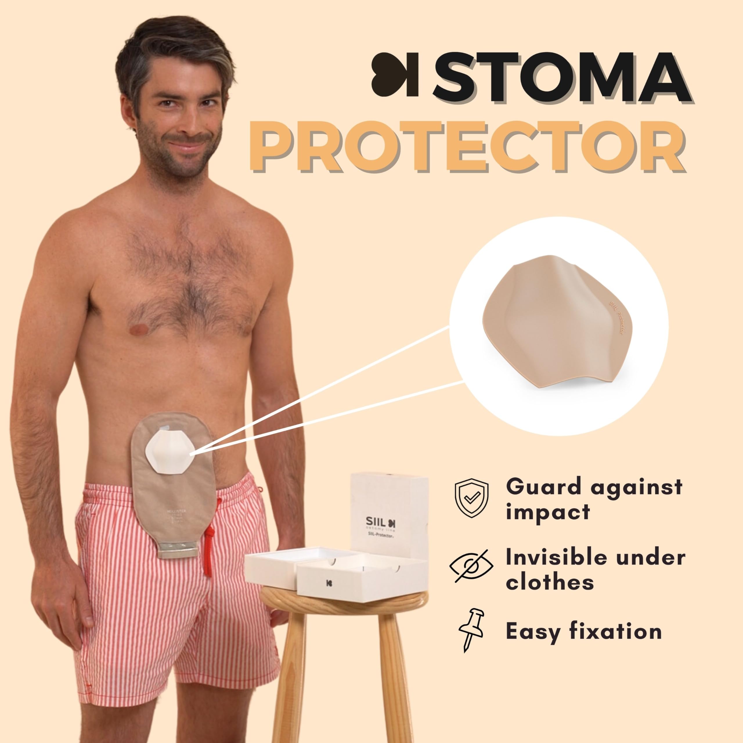 SIIL Cinturón de ostomía azul + protector de estoma | Protección total para tu bolsa de estoma | Fundas de bolsa de ileostomía y colostomía de velcro resistente | Fabricado en Europa, Azul, Medium