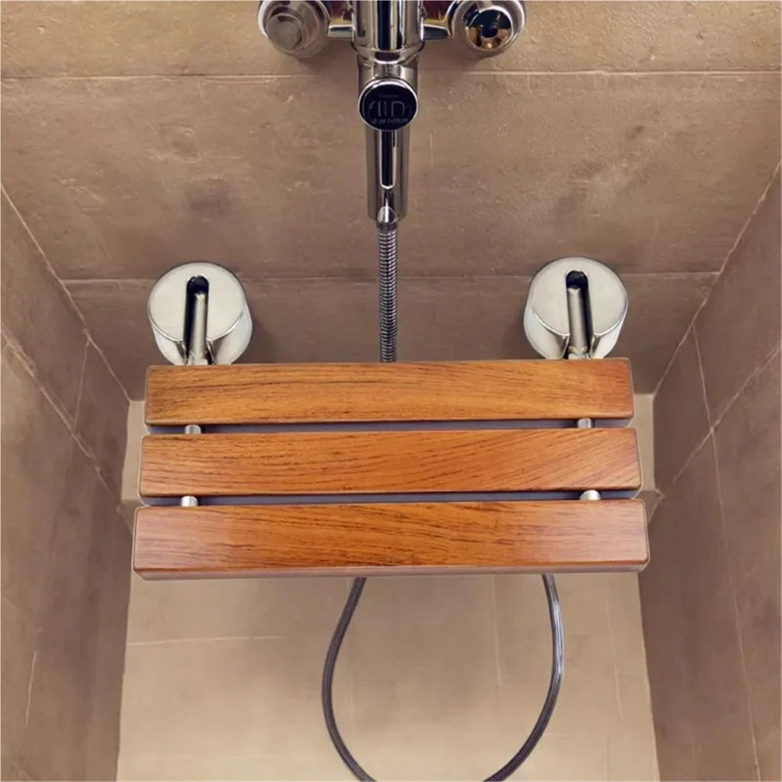 Asiento Ducha Pared Montada Silla de Ducha Plegable montada en la Pared | Asientos fabricados en madera y acero inoxidable.