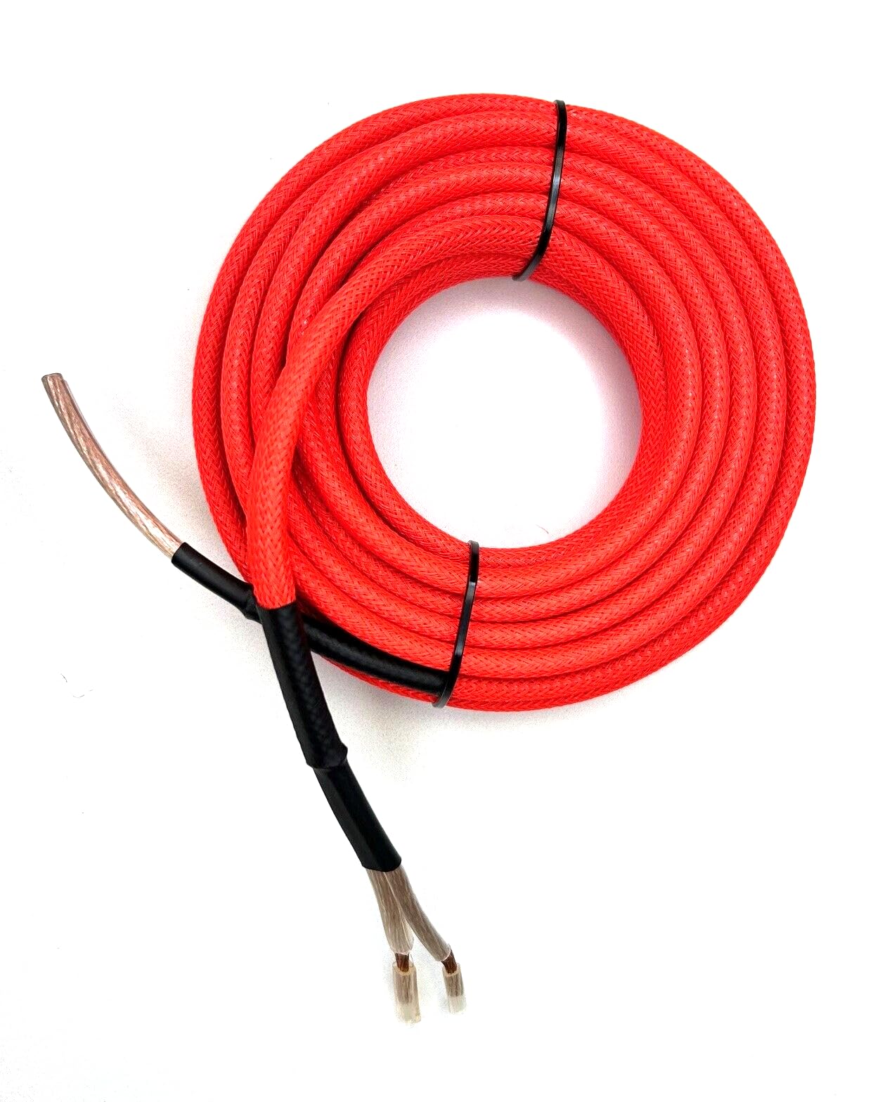 225FWY 12 Gauge Custom Color + Length Snakeskin Braided Sleeving Speaker Wire Copper Marine Car Audio Automotive 12 AWG (Red, 25 FT)