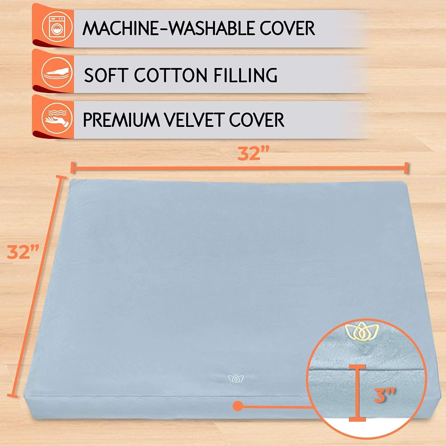 Florensi Adjustable Meditation Cushion & Zabuton Meditation Mat Pale Blue Bundle- Premium Velvet Meditation Pillow, Perfect Pair of Buckwheat Meditation Cushion & 100% Cotton Meditation Mat : Sports & Outdoors