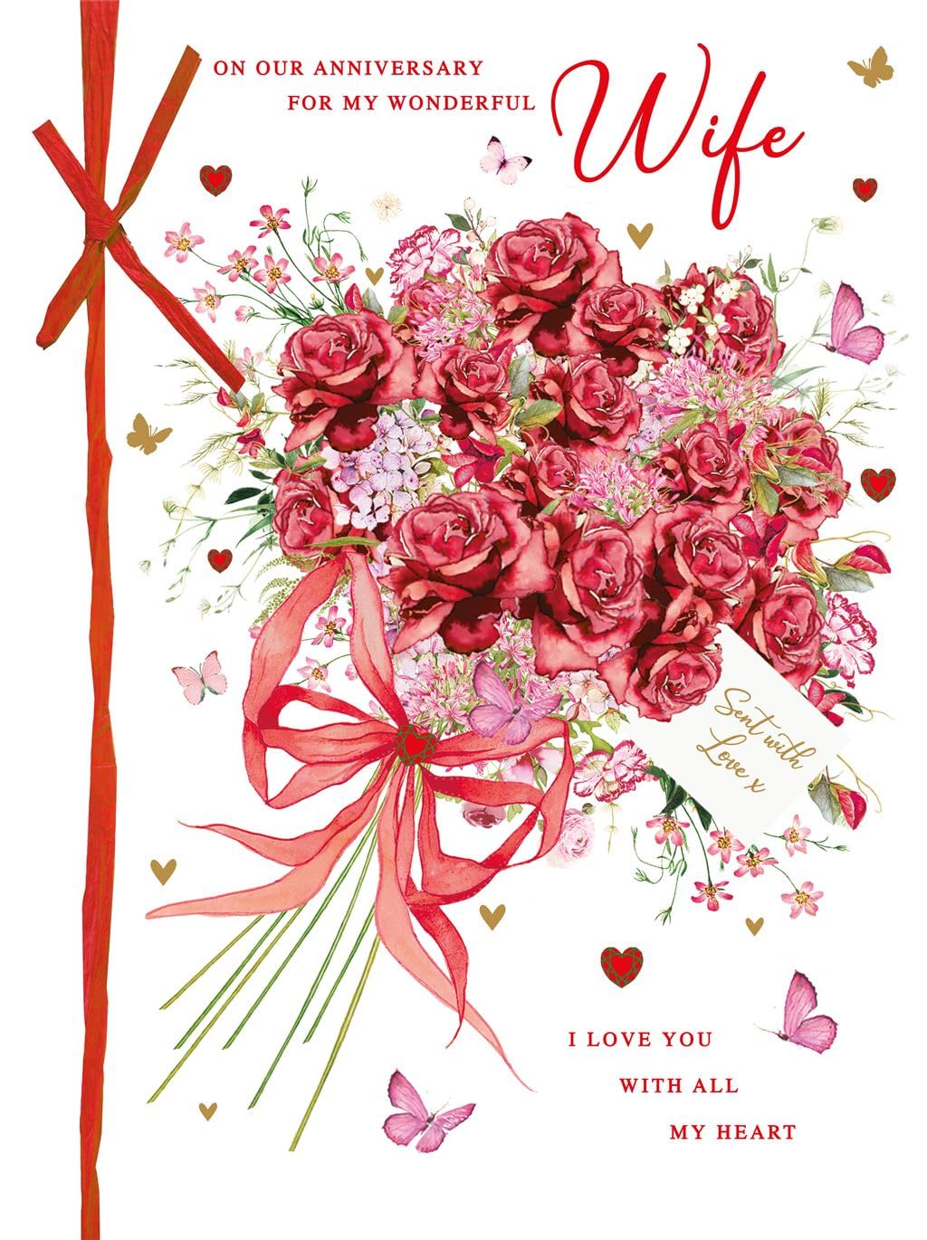 WIFE Beautifully Boxed Anniversary Card from the elegant 'Pizazz' range