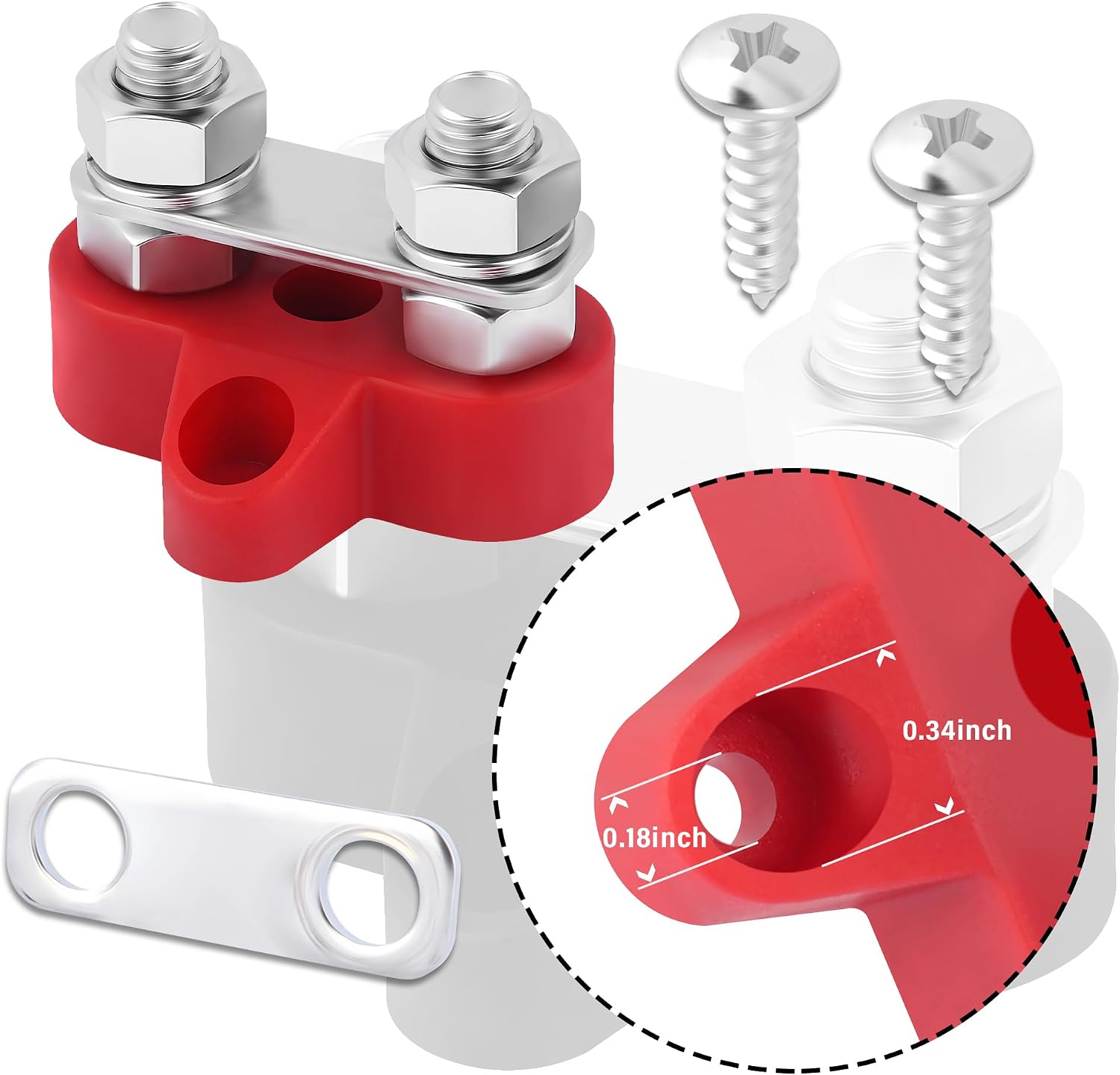 2PCS Battery Terminal Distribution Block,M8 Dual Studs Bus Bar Terminal Block with Battery Terminals Top Post,Negative & Positive 12V Power Distribution Block for Car Truck Marine
