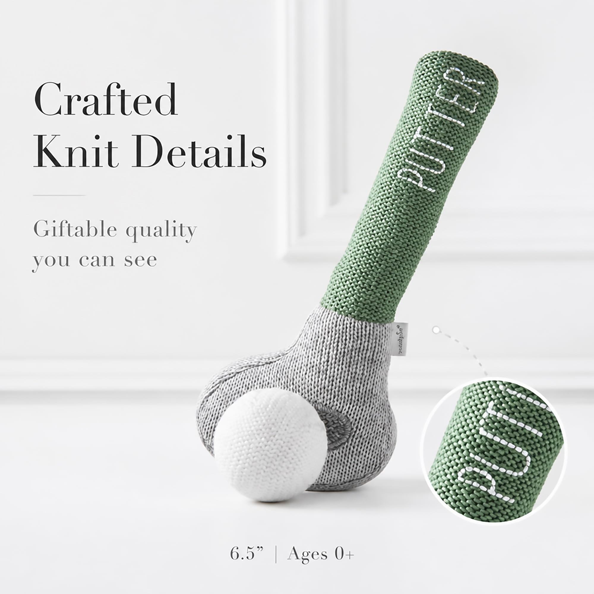 Mud Pie Children's Goft Knit Rattle, Green Putter Club