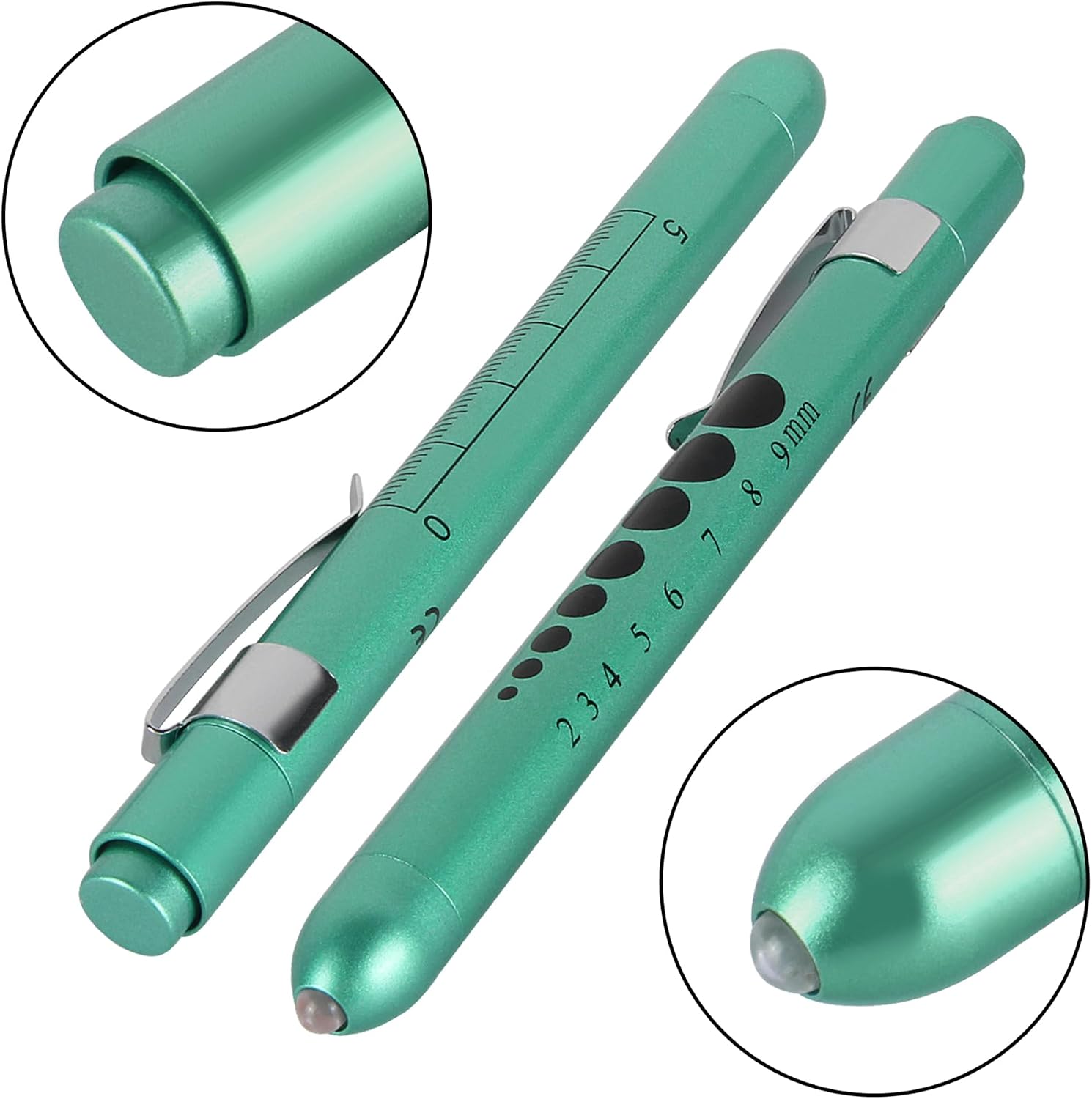 Reusable LED Medical Pen Light with Pupil Gauge & Ruler, 3PCS