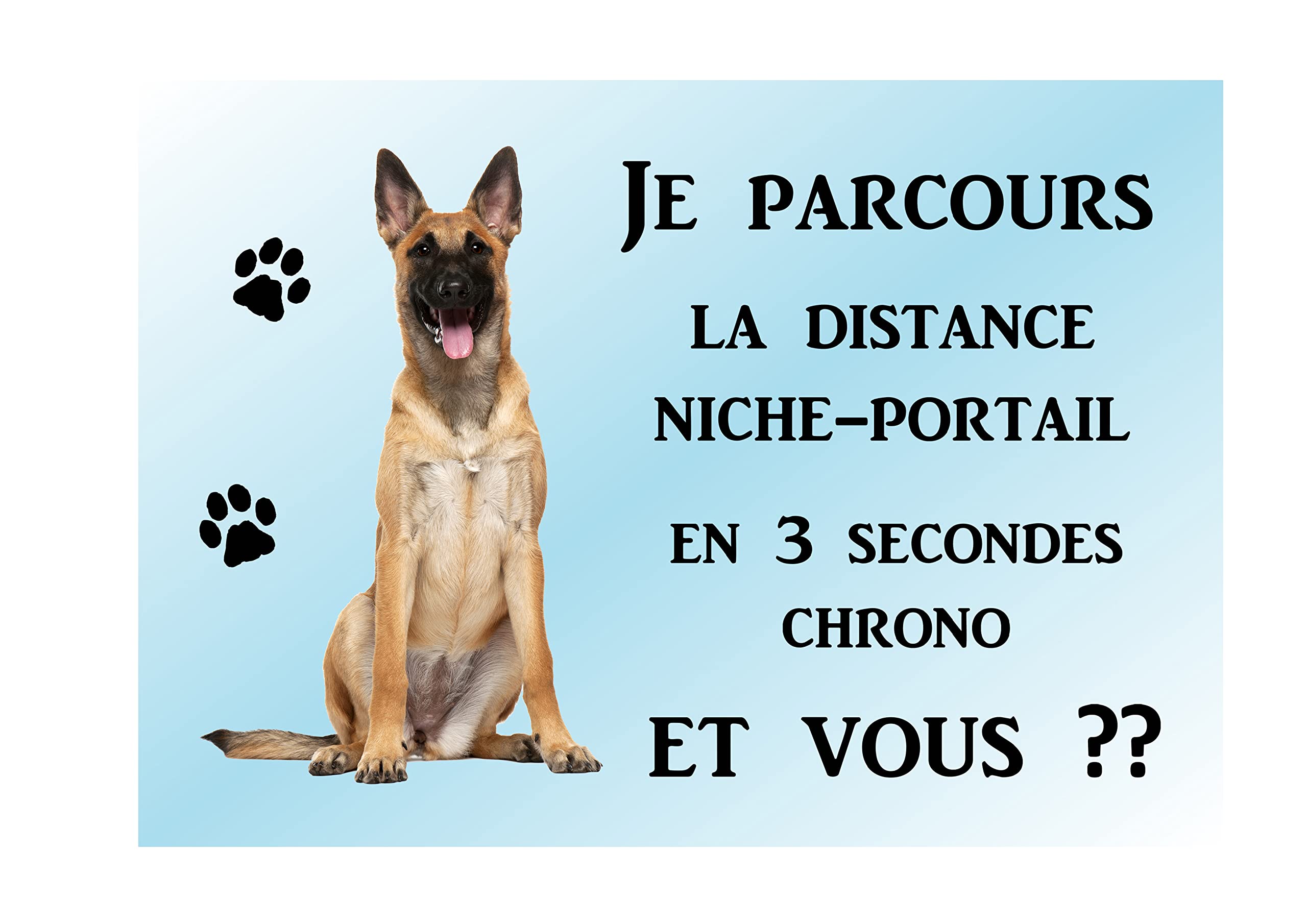 plaque attention chien malinois en métal 29 x 20 cm env réf 89