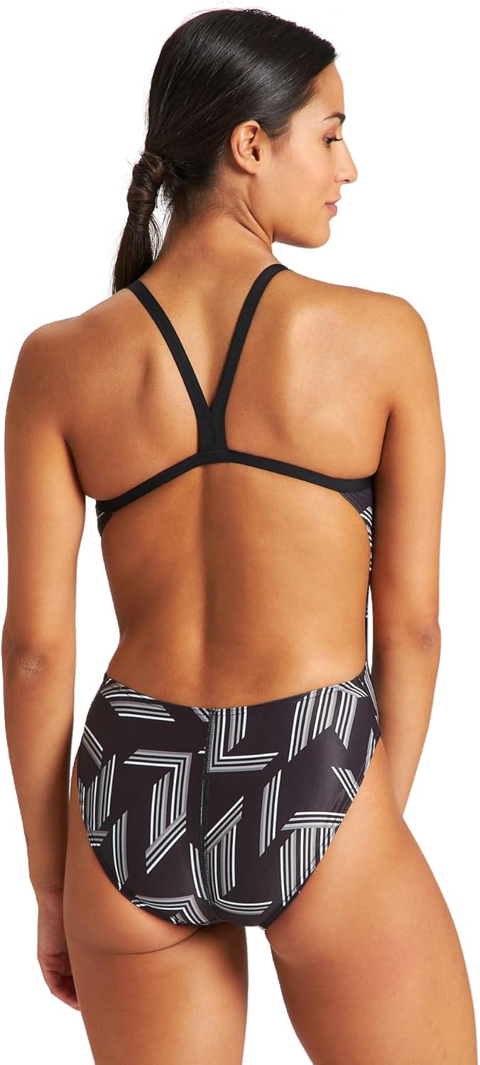 ARENA Women's Swimsuit Puzzled Team Print MaxLife Sports Suit Challenge Back One Piece Bathing Suit Competition Training Racing Swimwear, Black/Black Multi, US Size 22 - Image 2
