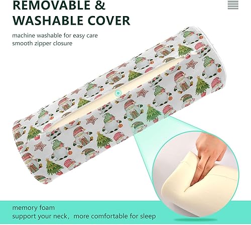 Miniatura 4 de Christmas Tree Gnomes Green Bolster Pillow Spa Cervical Neck Roll Pillow Cover Small Round Pillows Circular Pillow Cushion Lumbar Support