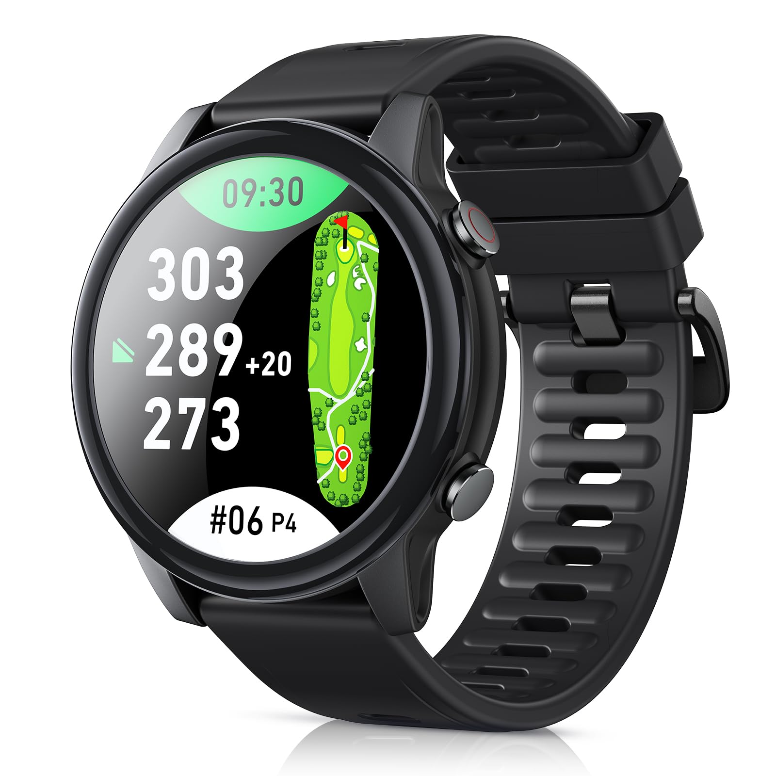 Golf GPS Watch, 1.43" AMOLED Touchscreen Display, Lightweight Golf Watch with 40,000+ Preload Courses, Green View, Slope Mode, 6 Hazard Distances, Long Battery, App Sync, Golf Watches for Men