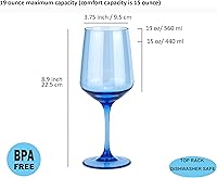 Vista 2 de KOXIN-KARLU Vasos de vino con tallo de plástico irrompibles clásicos de 18 onzas, vasos de acrílico multicolor, juego de 6