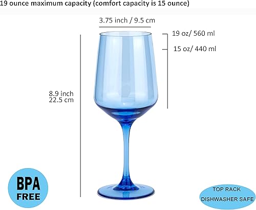 Miniatura 2 de KOXIN-KARLU Vasos de vino irrompibles clásicos de 18 onzas, vasos de plástico con tallo de acrílico multiusos, juego de 8, multicolor