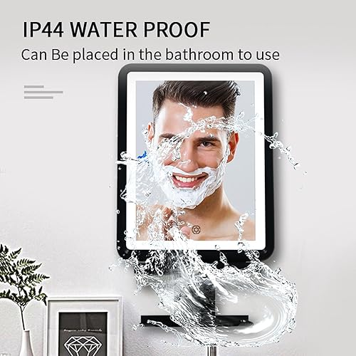 Miniatura 7 de Cayomi Espejo de ducha grande sin niebla para afeitarse con luz LED, espejo antivaho con iluminación de 3 colores, espejo de afeitado sin niebla con