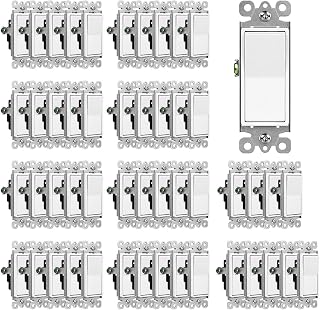 CML (50 Pack) Decorator Single Pole Wall Light Switch 15A 120/277V White - 3-Year Warranty