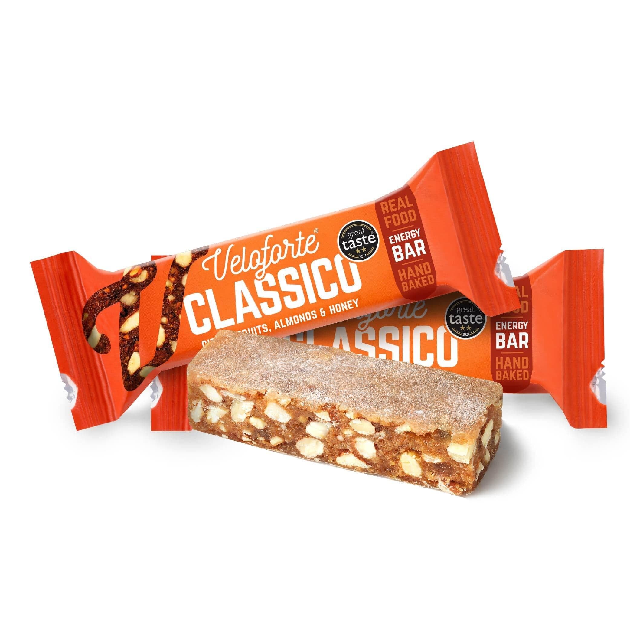 Veloforte Classico Energy Bar – Agrumes et amandes, lauréat de 2 prix excellent goût – Performance sportive saine 100 % naturelle, sans gluten et à base de plantes (24 bars)