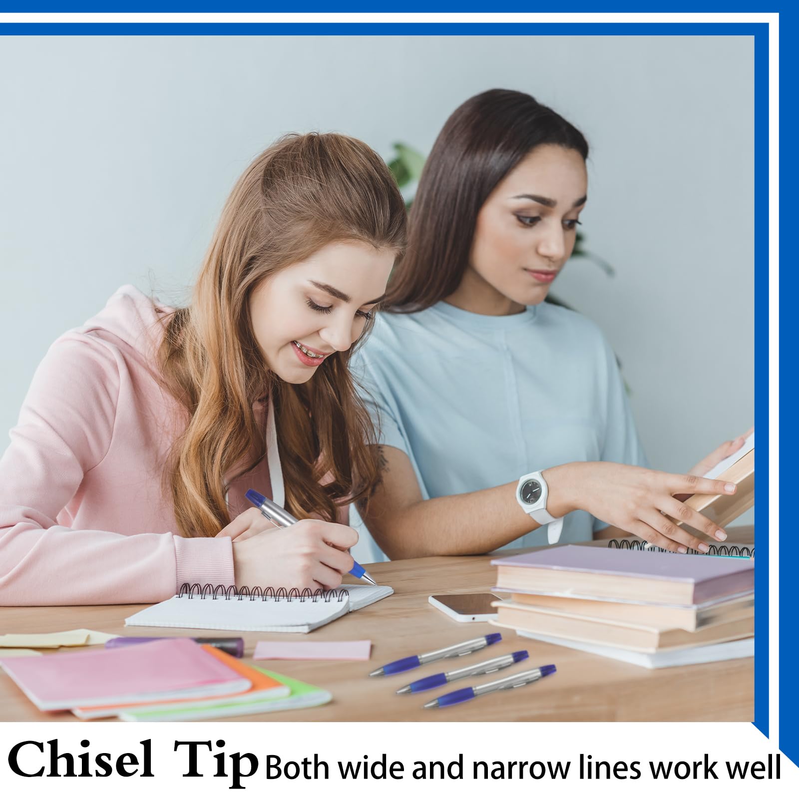 Colarr Textmarker mit Kugelschreiber, Kombi-Kugelschreiber mit Textmarker mit Keilspitzen, Stift, Textmarker, Combo für Studenten, Büro, Schreiben, Färben, Unterstreichen, Hervorhebung (blau), 30