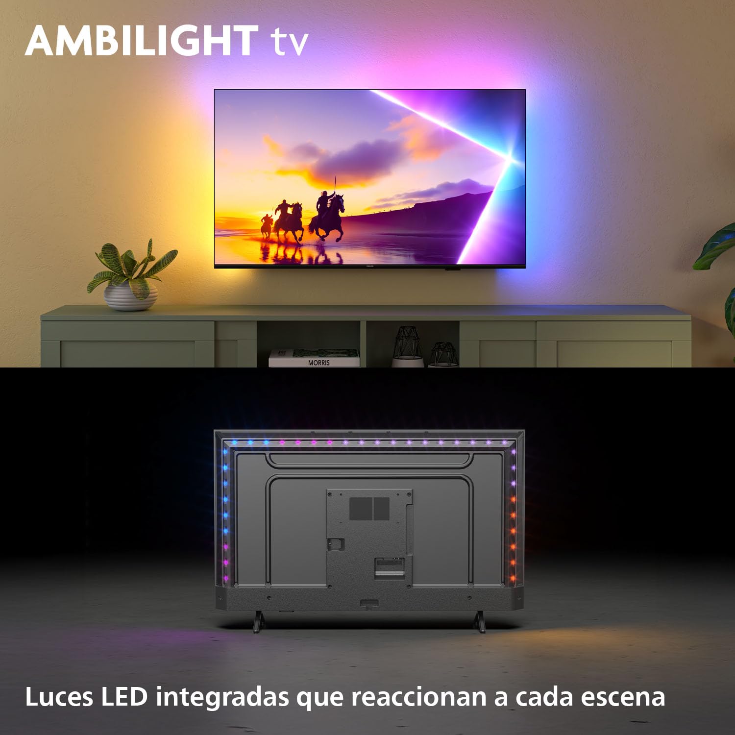 Philips Ambilight 55PUS8510 4K QLED Smart TV - Pantalla de 55 Pulgadas con Plataforma Titan OS, Pixel Precise Ultra HD y Sonido Dolby Atmos - Funciona con Alexa y con el Asistente de Voz de Google