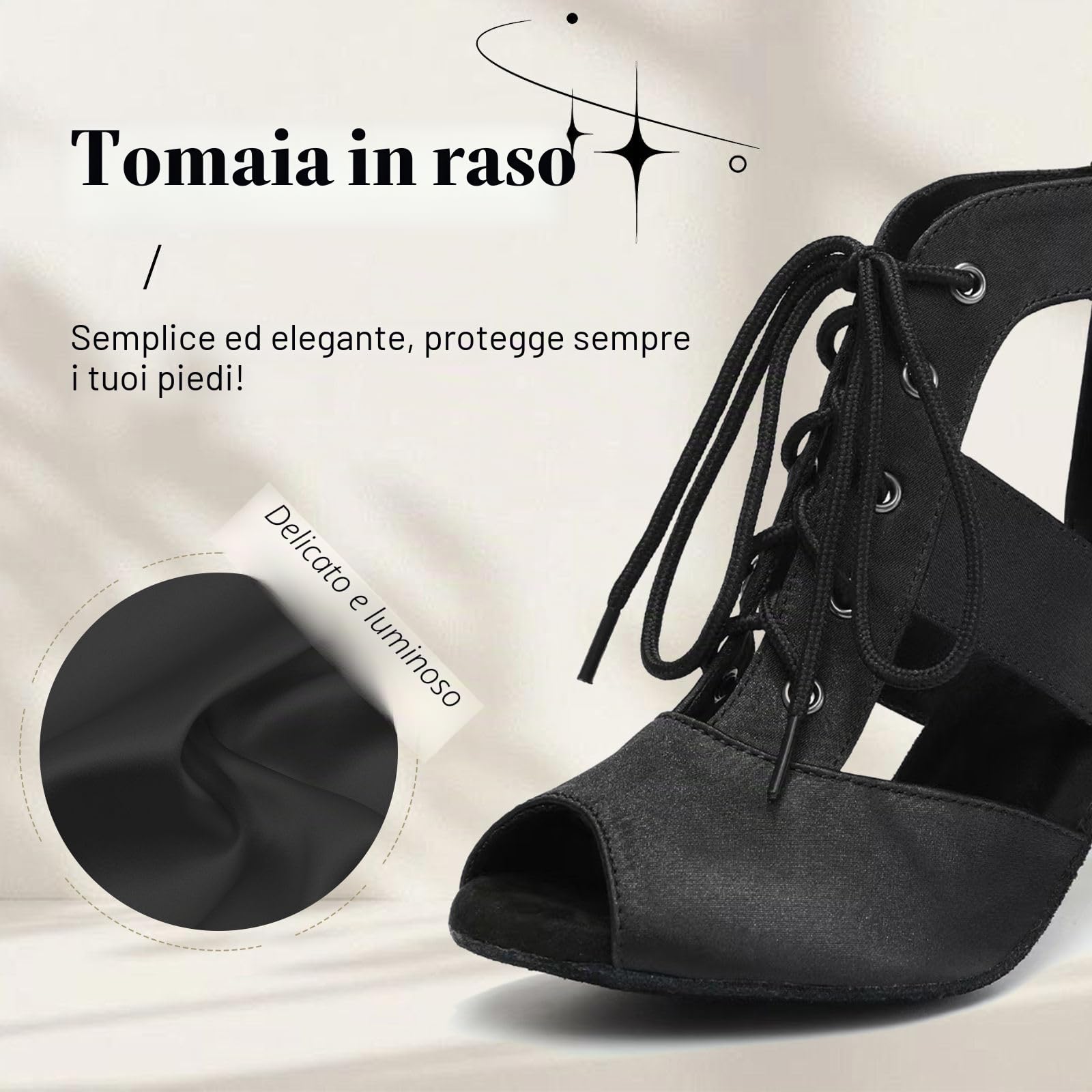 Stivali da Ballo Donna con Punta Aperta Tacco Stivali da Ballo Latino Americano Pratica Salsa Bachata