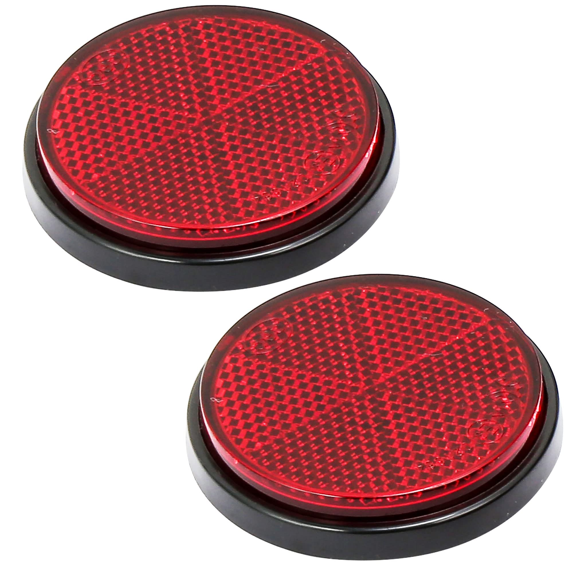 2xCatadioptrico Redondo Trasero Rojo Adhesivo para Remolque Ø 60 mm Homologados E9,Reflectantes Redondo Rojo Adhesivos para Remolque Valla Camión RV (Rojo-Redondo-Adhesivo-2Piezas) - 5