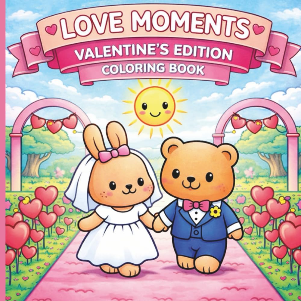 Love Moments: Valentine’s Day Animals Coloring Book for Kids and Adults — Cute Cozy Love Scenes with Bold and Easy Pages