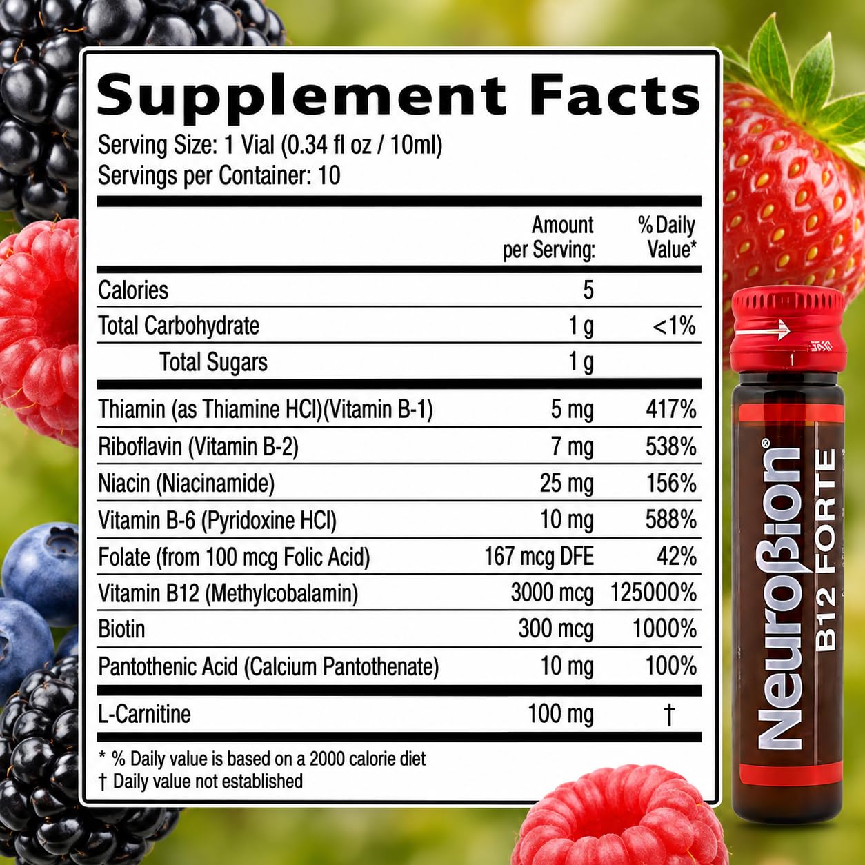 Neurobion Forte Vitamin B12 Methylcobalamin B6 B2 Niacin Liquid Shots Daily Energy & Nervous System Support Complex Easy Oral Drinkable10 Vials — Amazon image 2