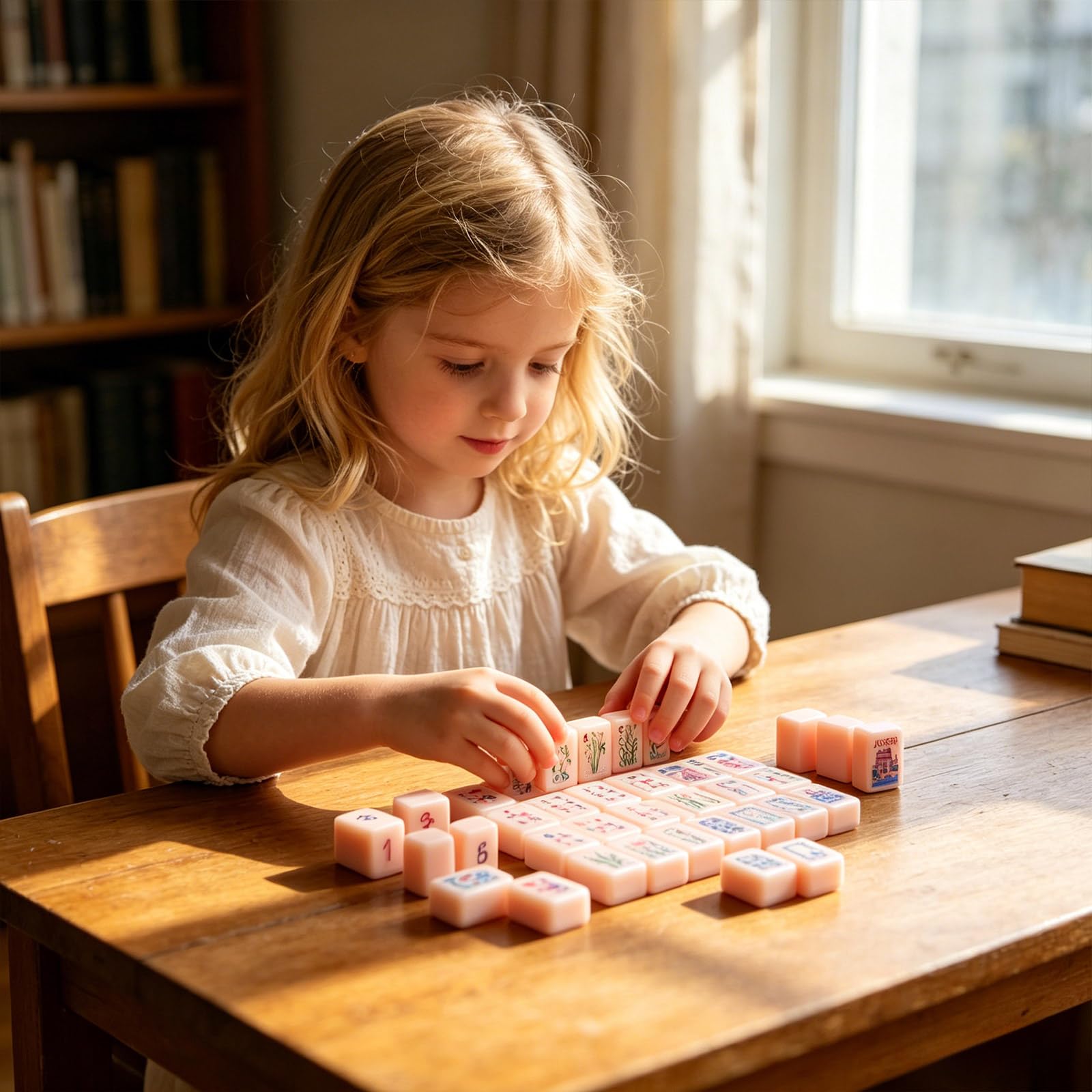 American Mahjong Fliesen Set 160 Fliesen Rosa Acryl Klare Gravur Joker enthalten Reisefreundlich mit Aufbewahrungstasche für Zuhause, Reisen & Spieleabende