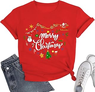 Christmas Shirts for Women Bow Shirt Coquette Bow Tshirt Xmas Lights Tee Holiday Vacation Casual Outfit