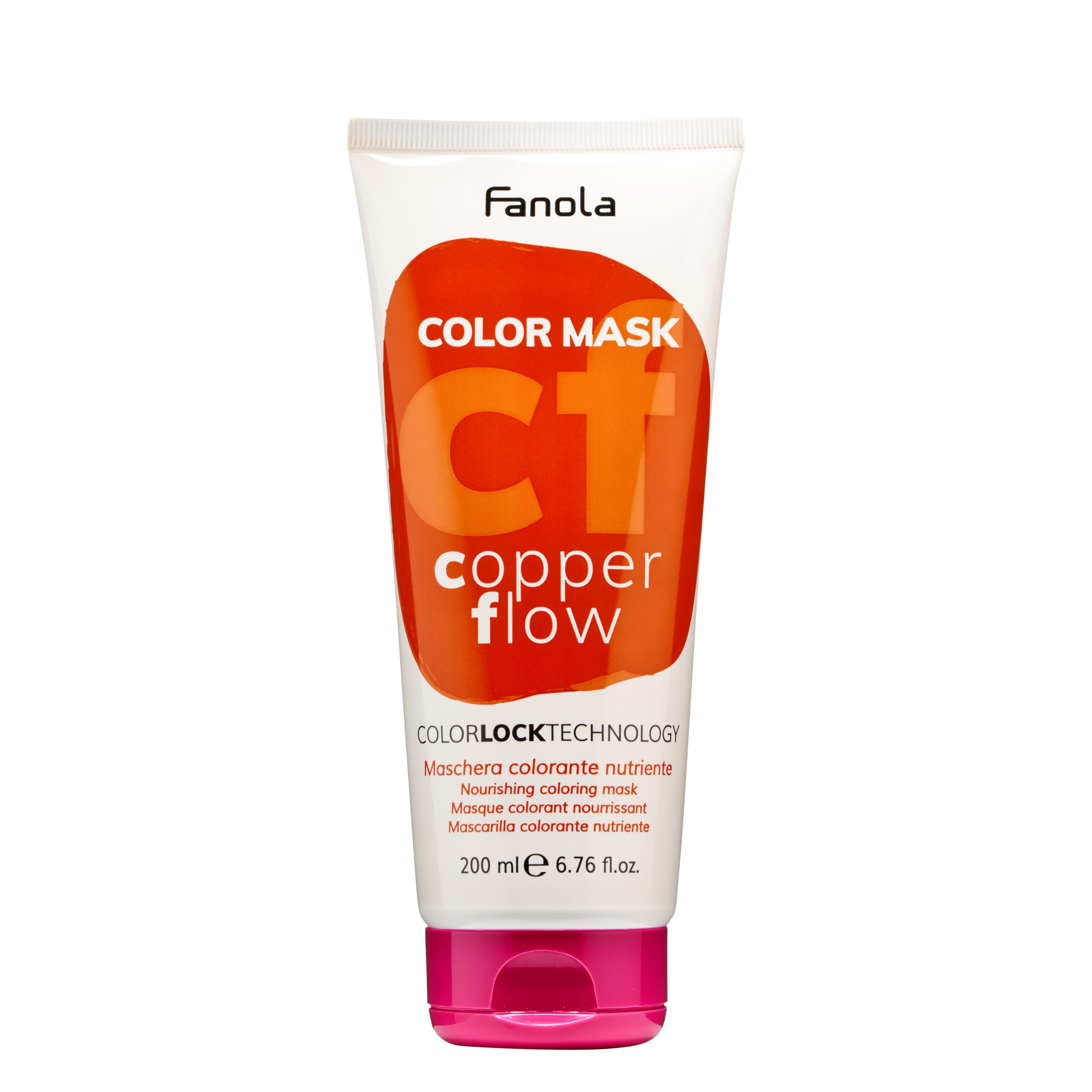 Fanola Nourishing Colour Mask, Nourishing and Conditioning Pigmented Hair Mask to Intensify Color and Temporarily Dye Hair, for Natural, Coloured and Bleached Hair, Copper Flow Shade, 200ml