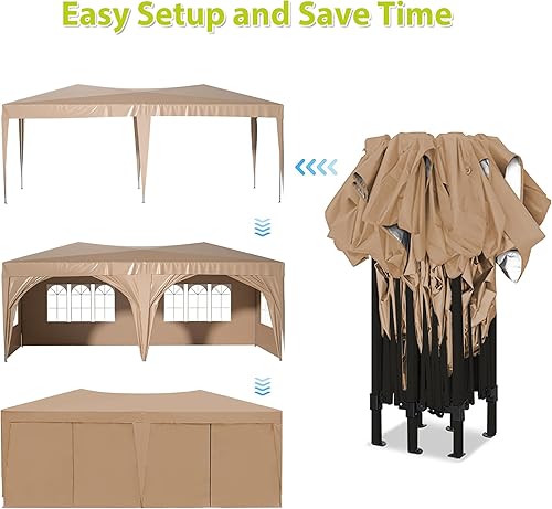 Miniatura 4 de Toldo desplegable de 10 x 20 pies para exteriores, tienda de campaña para fiestas con 6 paredes laterales, tienda de campaña para bodas, toldo al