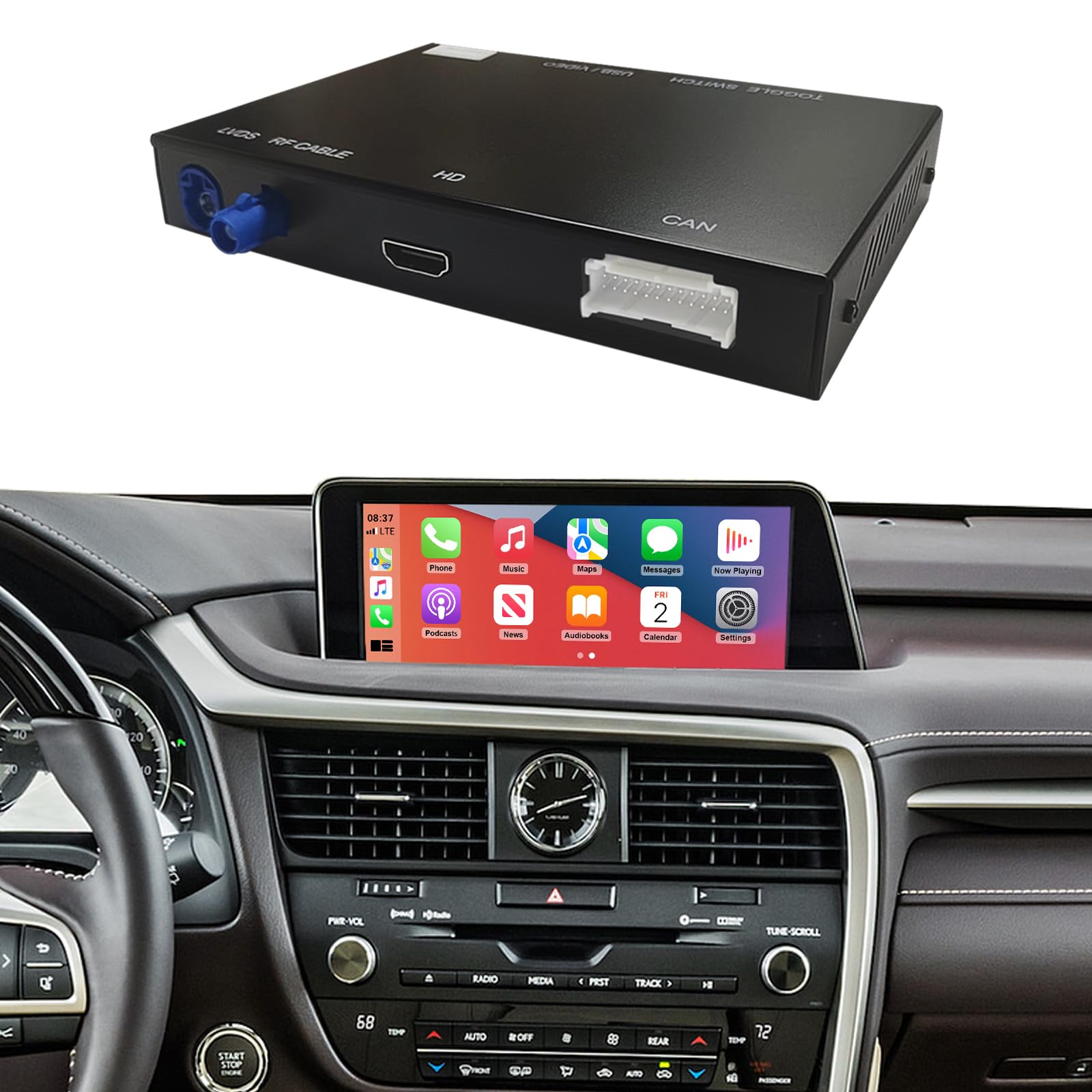 ninetomWireless CarPlay Retrofit Kit Decoder Compatible with Lexus RX/NX/ES/UX/LS/LX/RC/LC/GS/is (2014–2019), for Premium Factory System, Supports Android Auto, Mirror Link, Reverse Camera