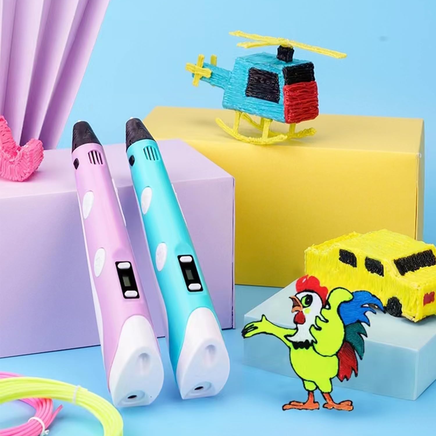 3D Pen for Kids 3D Printing Pen Stylo 3D Doodler Pen 3D Drawing Pen 3D Writing Pen Fun Toys Gift for Kids Include 12 Colors PLA Filament Refills with Charger - Image 8
