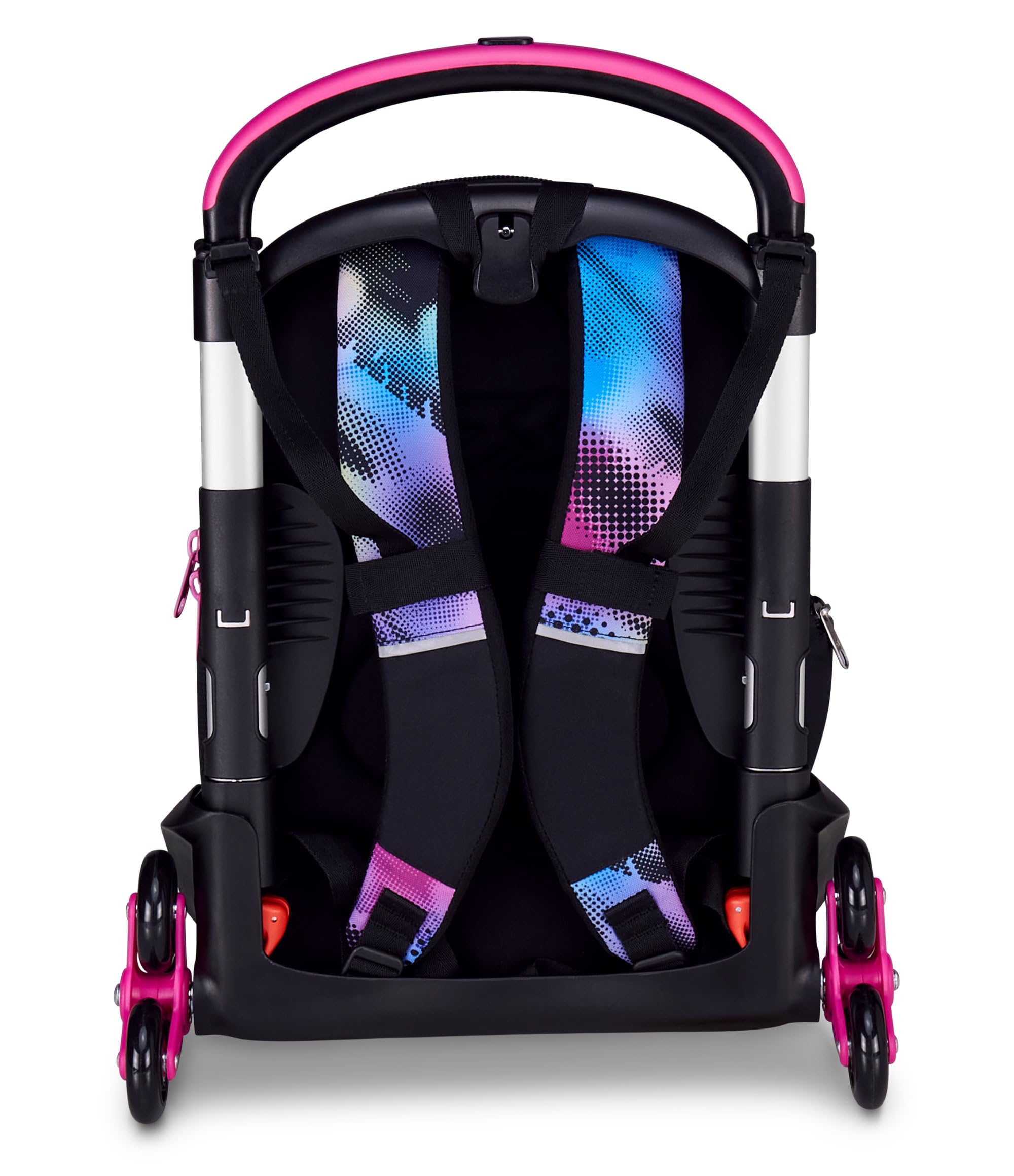 Seven Trolley Scuola Flex 3 Ruote, Fucsia, Zaino Con Carrello Sganciabile Da 31 Litri, Con Tasca PC, Tasca Borraccia, Multiuso, Maneggevole e Confortevole, Scuole Medie e Superiori, Ragazza