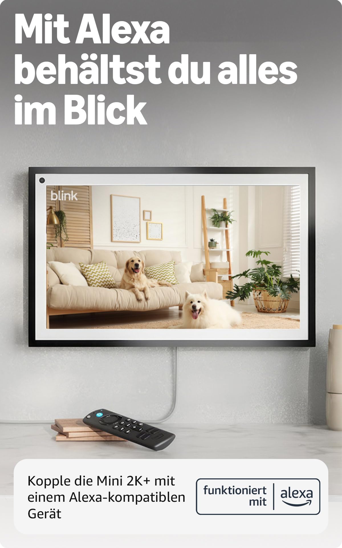 Blink Mini 2K+ (neueste Generation) Überwachungskamera für den Innenbereich | Sicherheitskamera mit Netzstecker für zuhause | 2K-Videoauflösung, 4-fach-Zoom, Nachtsicht in Farbe | 1 Kamera – Weiß