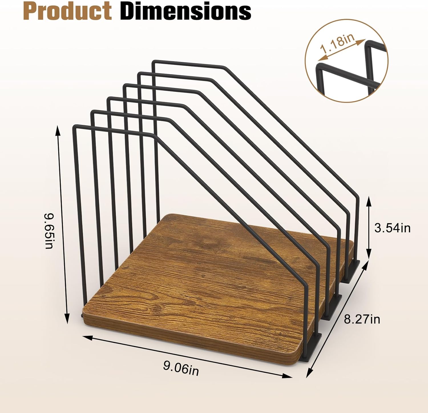 Inclined Desk File Organizer, 5-Section Vertical File Folder Holder, Desk Files Organizer Stand, Metal Files Sorter Rack Stand for Office Home School