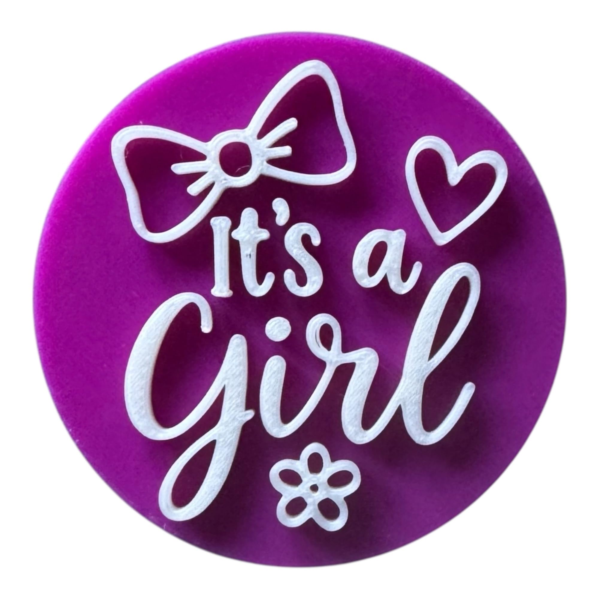 'It's a Girl' Embosser Stamp for Icing Fondant Cupcake Cake Decoration Frosting Sugar Paste Cookie Baking 6 cm Diameter (Pattern 1)