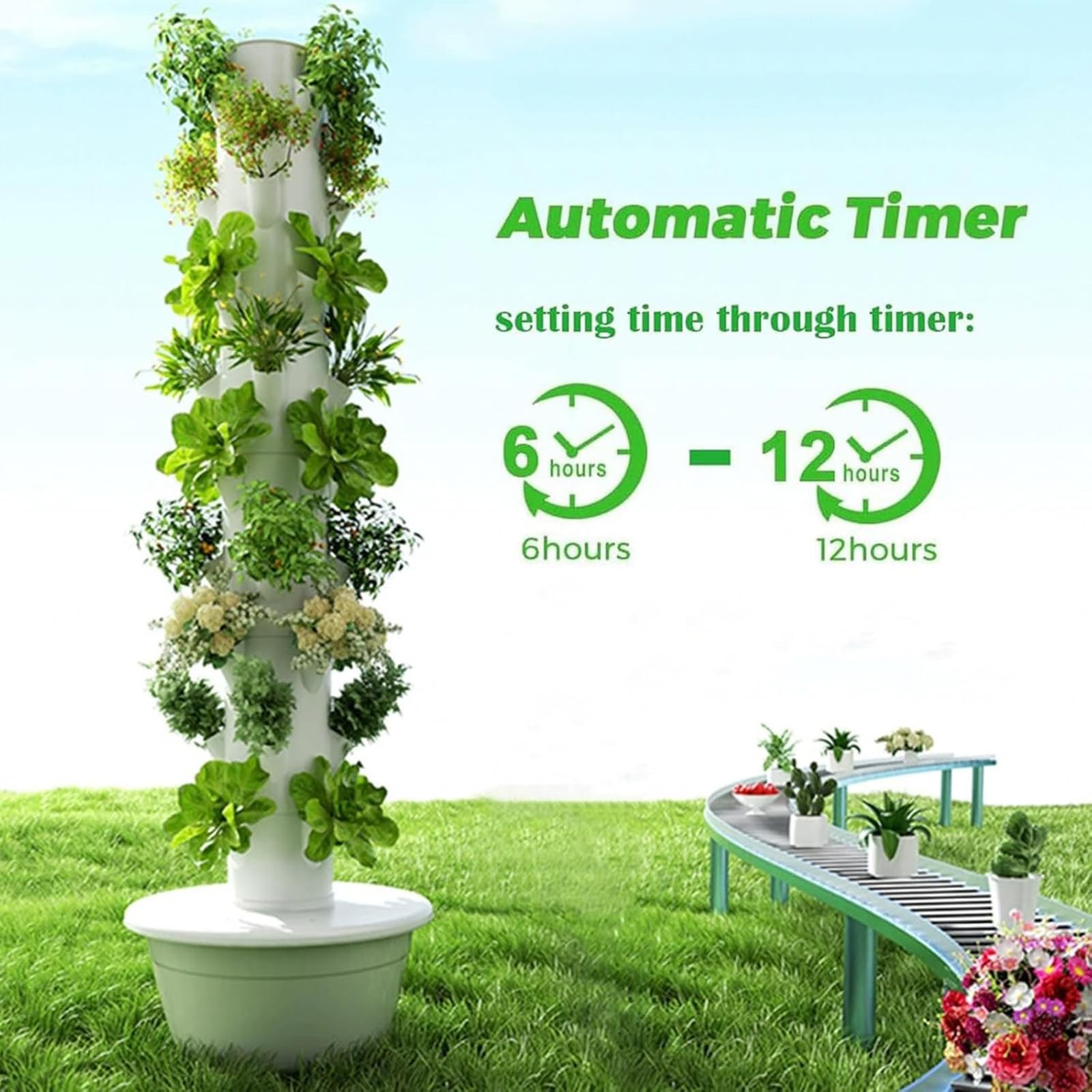 Torre hidropónica de 20/28/36 cápsulas, sist-ema de Cultivo hidropónico de jardín 7Layer-Withoutlight | kit de cultivo aeropónico con bomba hidratante, macetas de red,para hierbas, frutas y verduras