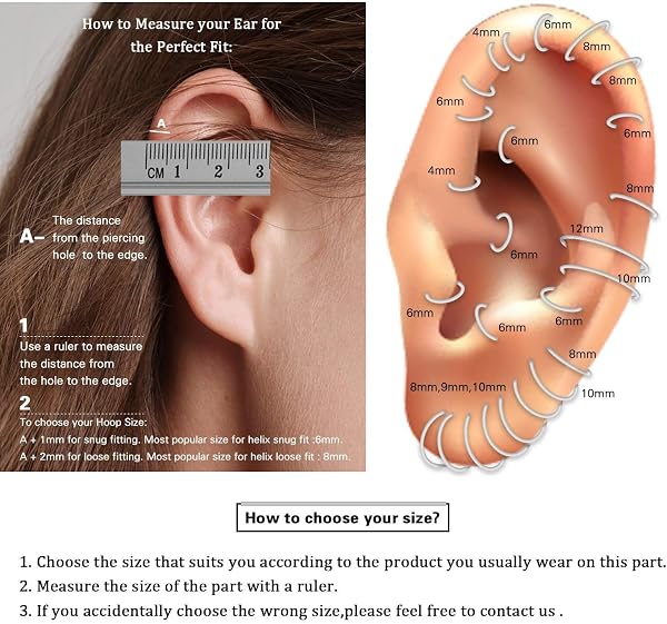 hengkaixuan 316L Surgical Steel Nose Hoop Ring Hinged Segment Clicker Ring Cartilage Helix Lip Tragus Conch Piercing Jewellery Sleeper Earrings Septum Lobe Hoop Earring for Women - 2