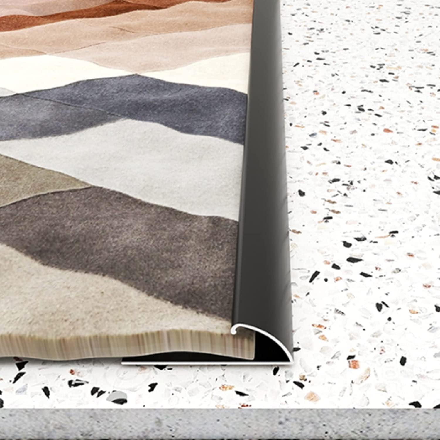 Doorway Uneven Floor Transition Strip, Aluminum Reducer Flute Thresholds Ramp, Floor Carpet Edge Trim Transition Strip, Easy to Install & Cut, for Home/Office/Hotel ( Color : Black , Size : 120cm/