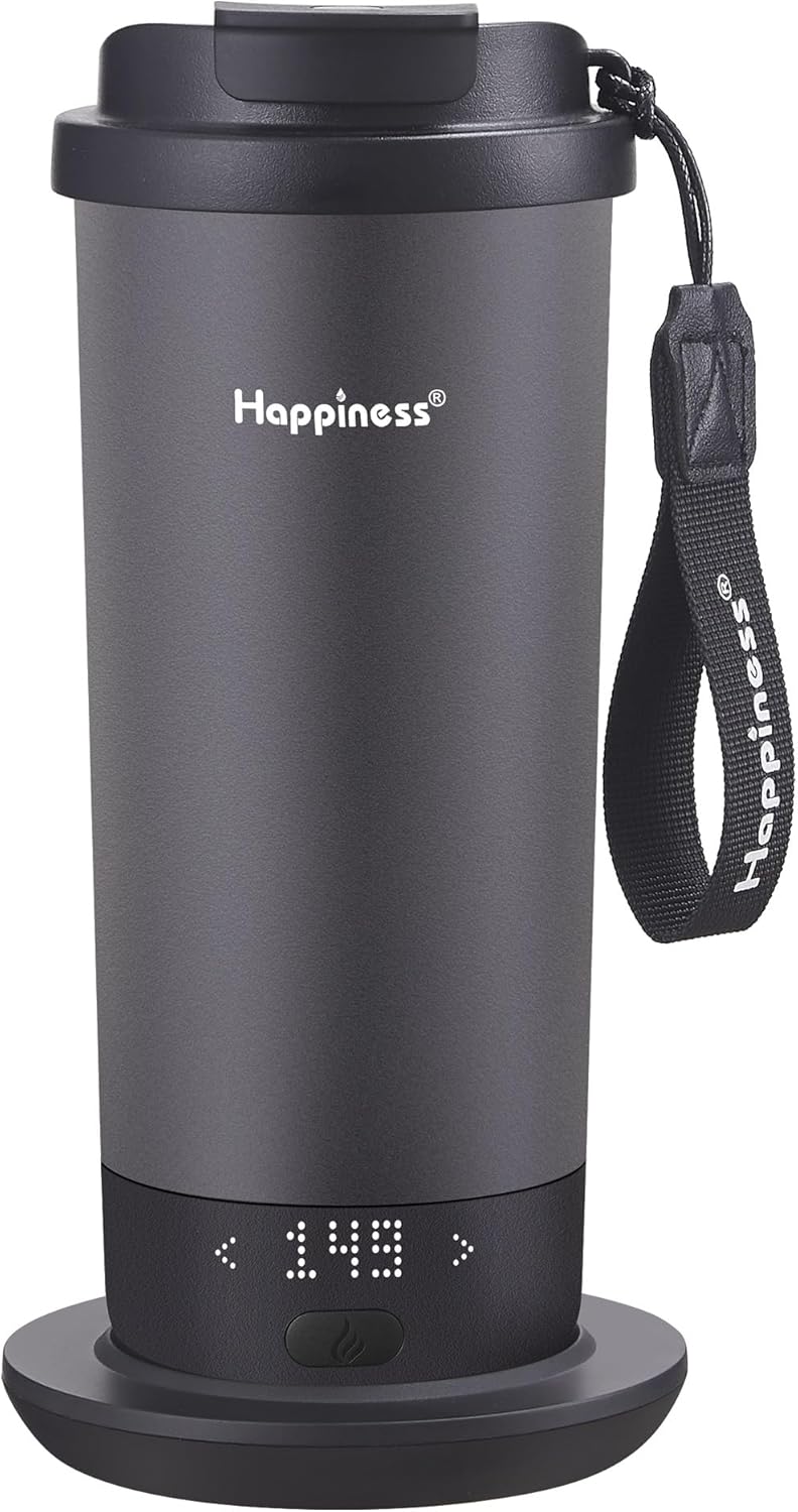Happiness Self-Heating Travel Mug 20oz,Smart Rechargeable Electric Temperature Control Heated Coffee Cup