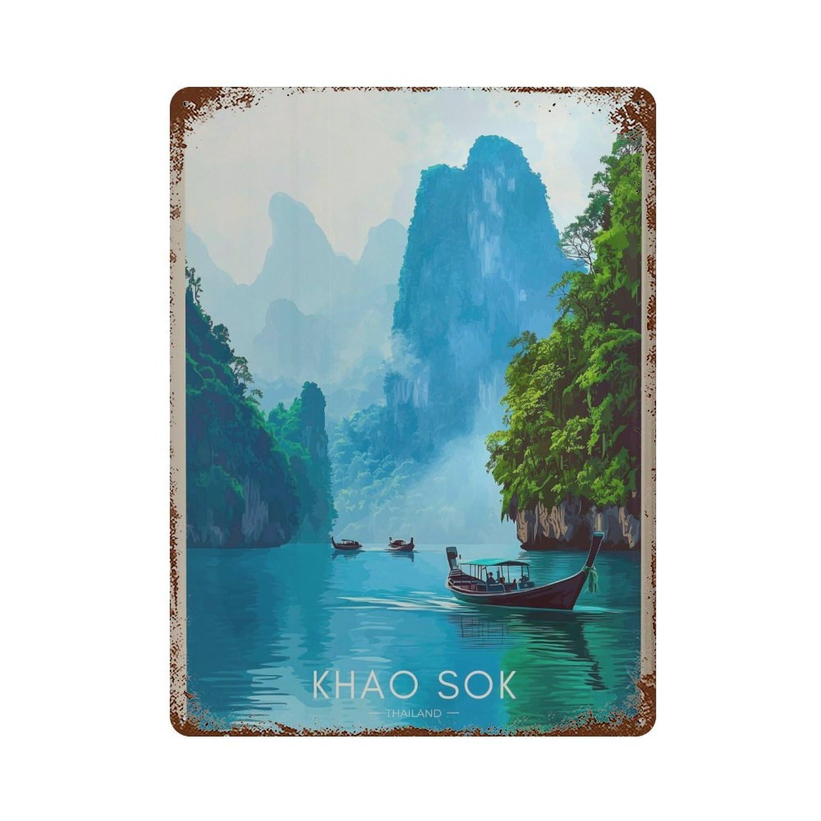 xiaoxiaoshen Khao Sok National Park Thailand Lake Travel Wall Decor Art Metal Tin Poster Modern Home Decor Art Home Bar Shop Decorations Vintage Sign 40x30cm