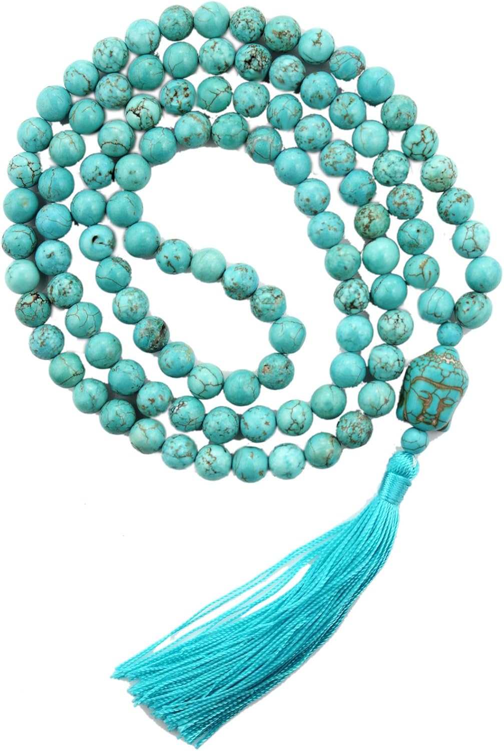 LIUANAN 108 Mala Beads 8mm Natural Bracelet Healing Gemstone Yoga Meditation Hand Knotted Mala Prayer Bead Necklace